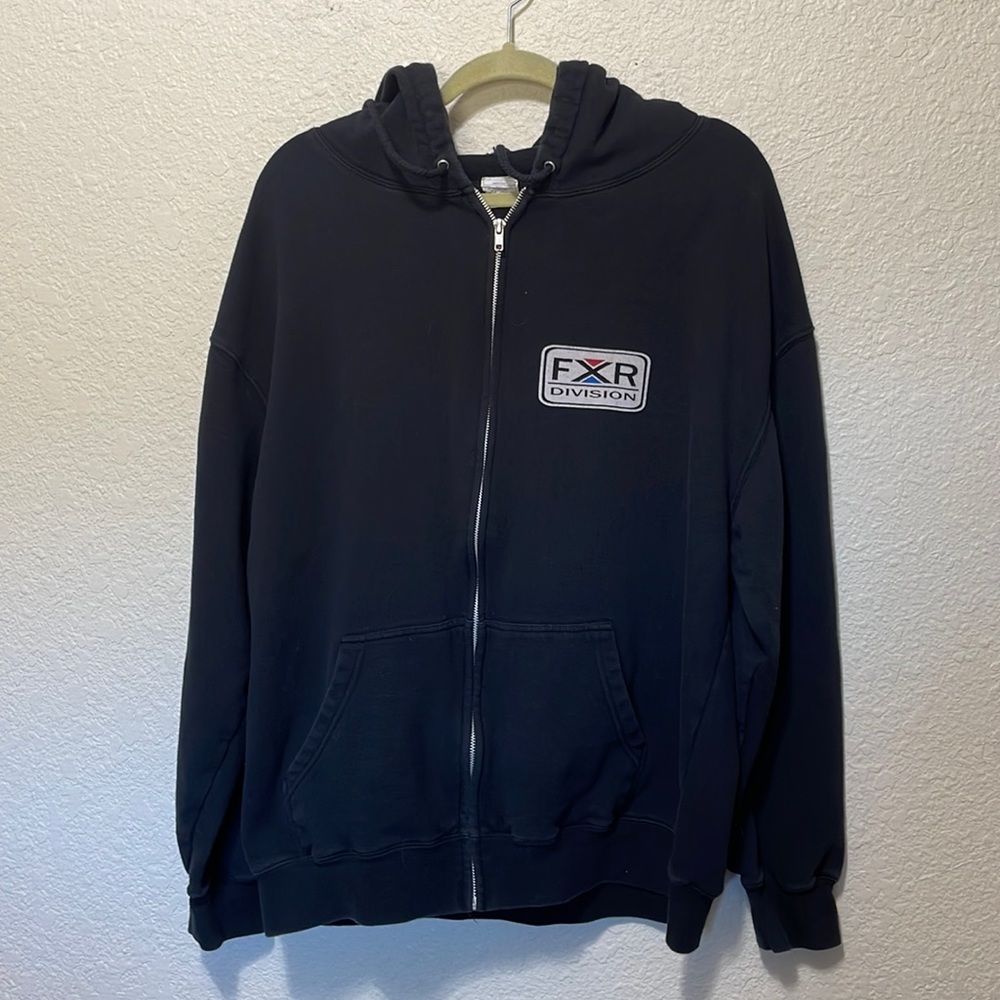 FXR Division Men's Black Hooded Sweatshirt. Good Condition. Size XL.